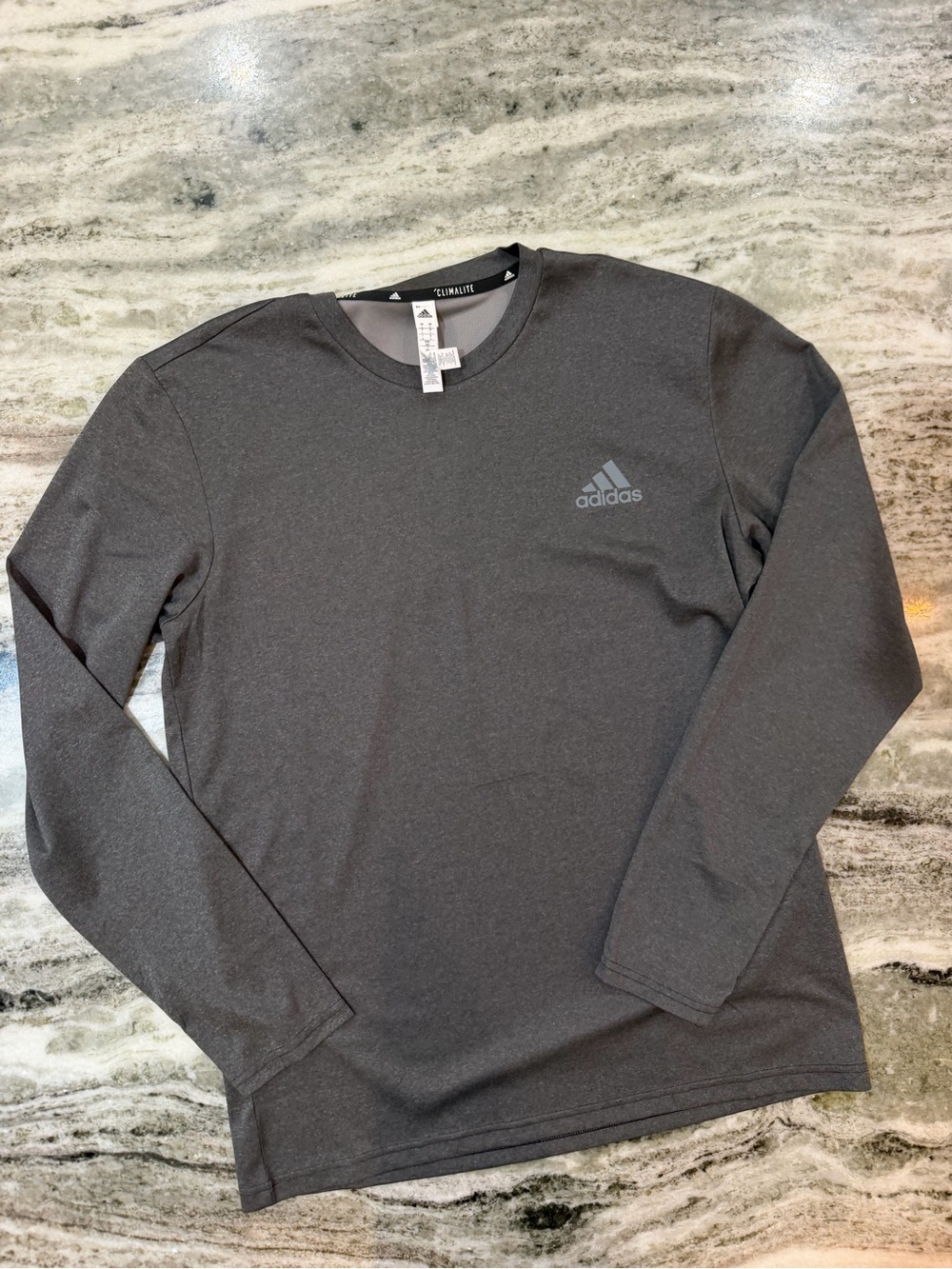 adidas Men's Long-Sleeve Crew Neck Tee - Dark Charcoal
